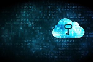 Cloud Technology Concept: Cloud Whis Key On Digital Background